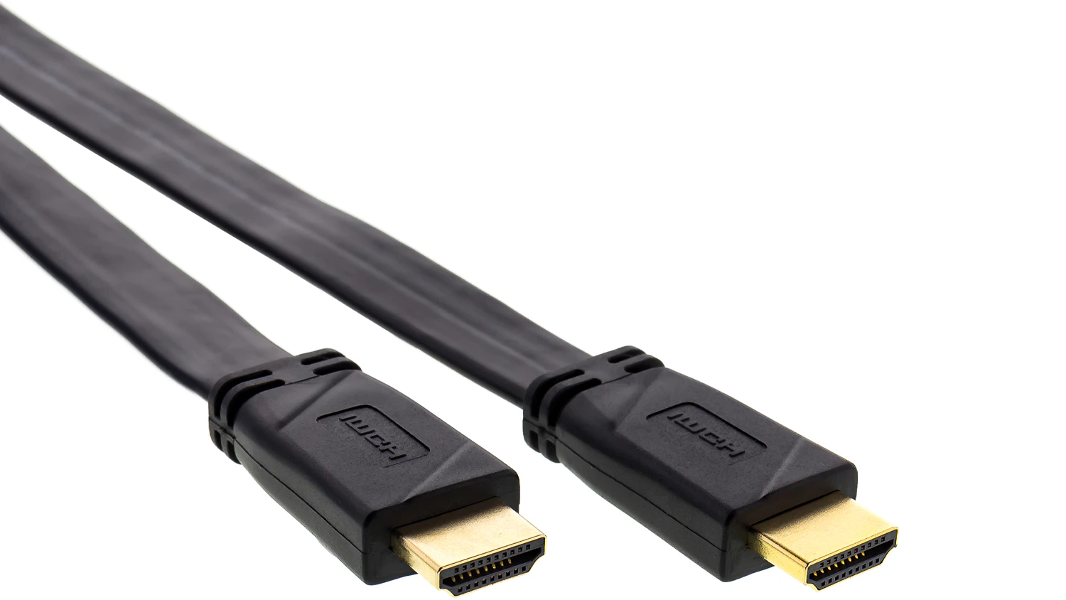 HDMI 2.0 k&aacute;bel Sencor SAV 277-015 Flat High Speed s Ethernetom na bielom pozad&iacute; zobrazuj&uacute;ci celkov&yacute; ploch&yacute; dizajn