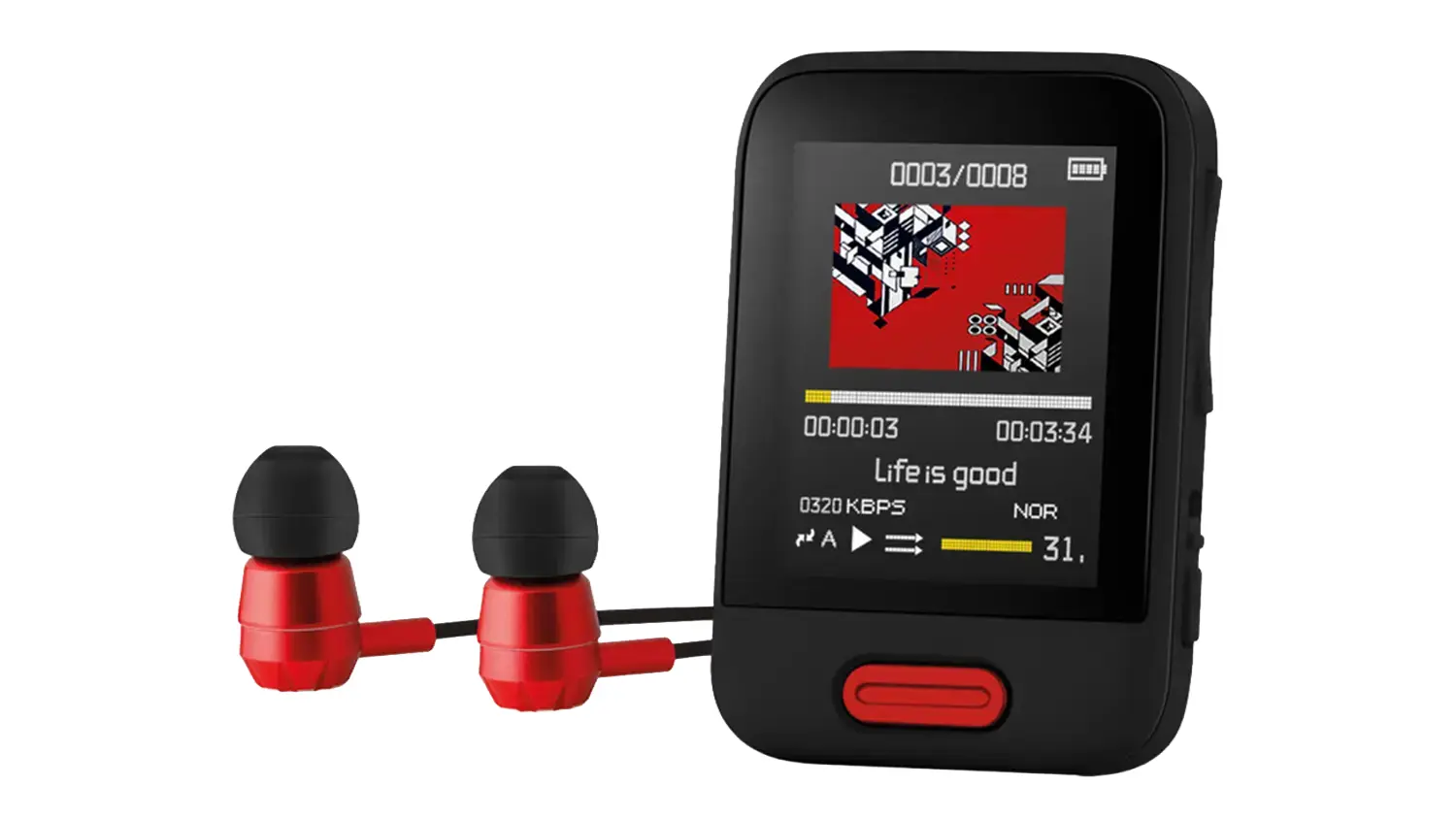 Predn&yacute; pohľad na MP3/MP4 prehr&aacute;vač Sencor SFP.