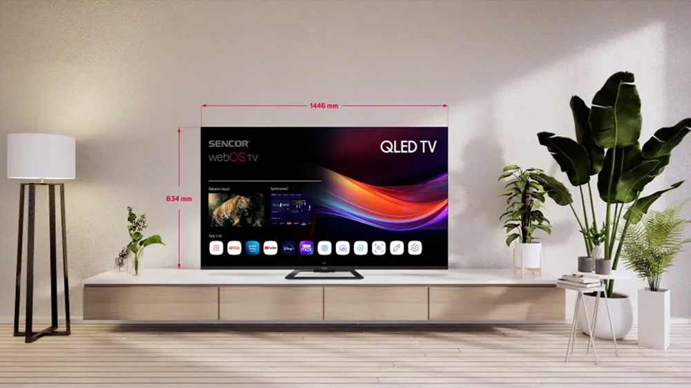 QLED televize Sencor SLE 65Q871B na stolku _02