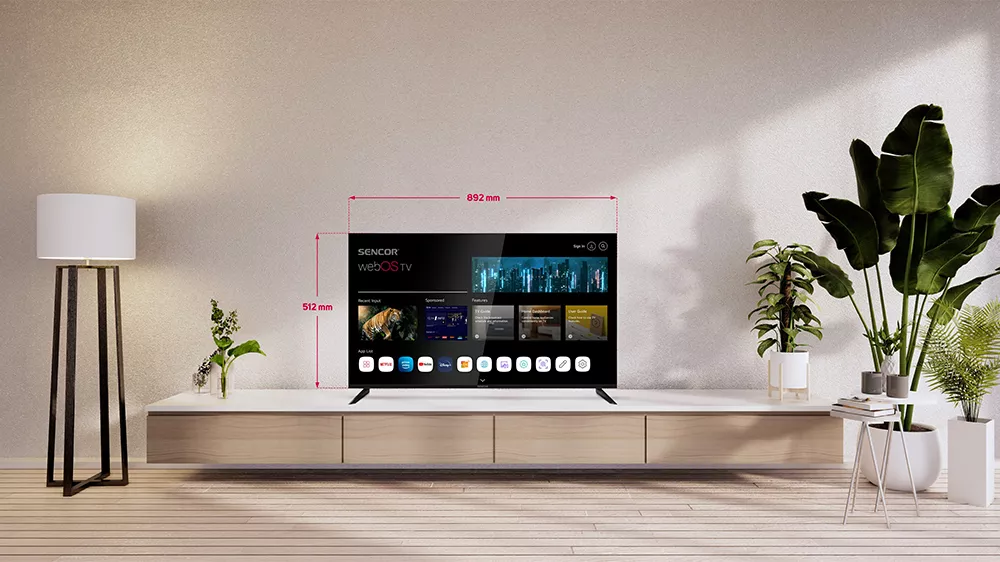 Sencor SLE 40FS811B LED Smart TV modern enteriőrben
