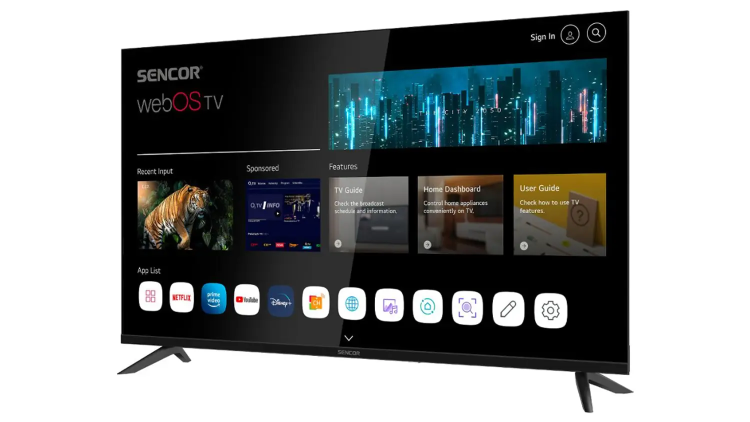 LED televizor Sencor SLE 40FS804B z pravého úhlu
