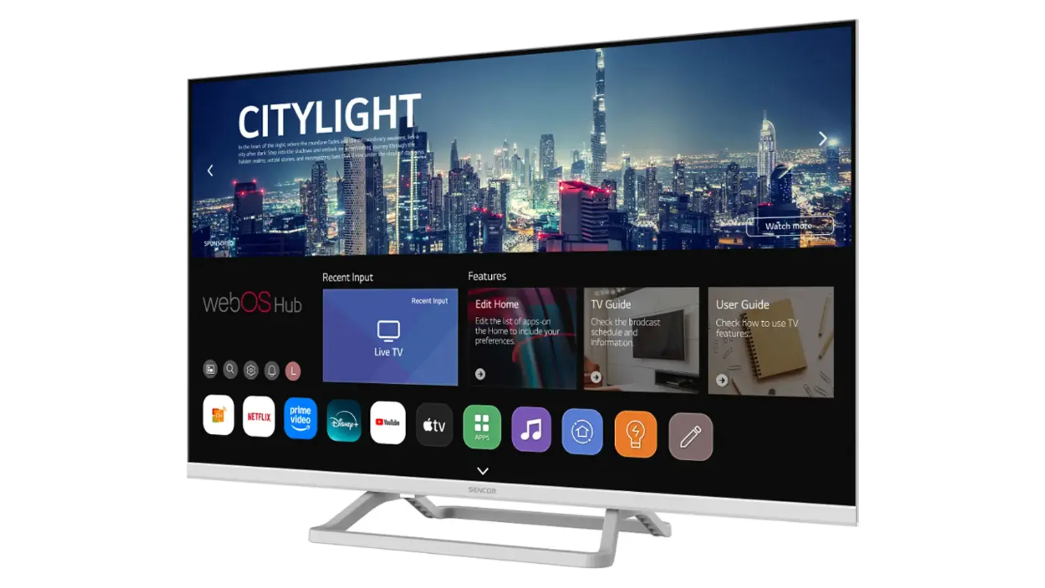 LED televízor Sencor SLE 32S841BW z pravého uhla