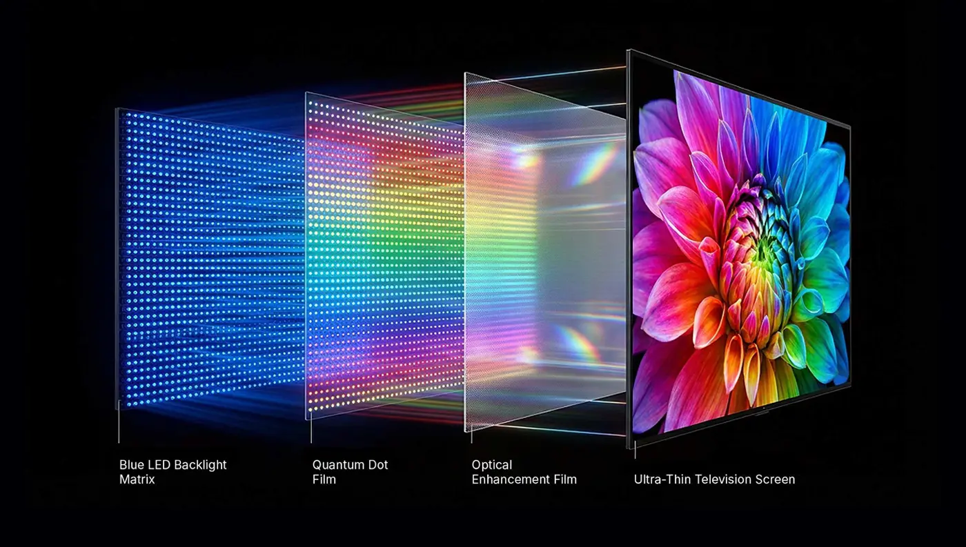 Detailn&iacute; pod&aacute;n&iacute; barev QLED technologie Quantum Dot