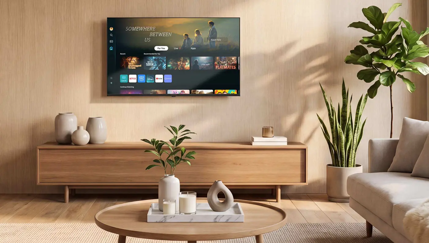 Stylový bezrámečkový design televizoru Sencor SLE 55TU700B