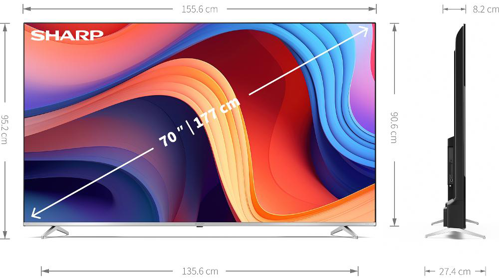 QLED Google Frameless TV Sharp 70GP6260E