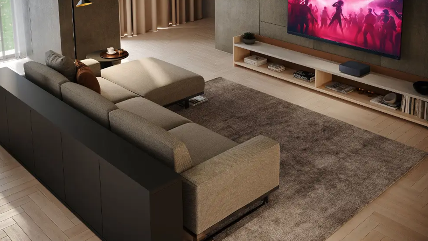 Bluetooth reprosystém v obývacím pokoji k TV