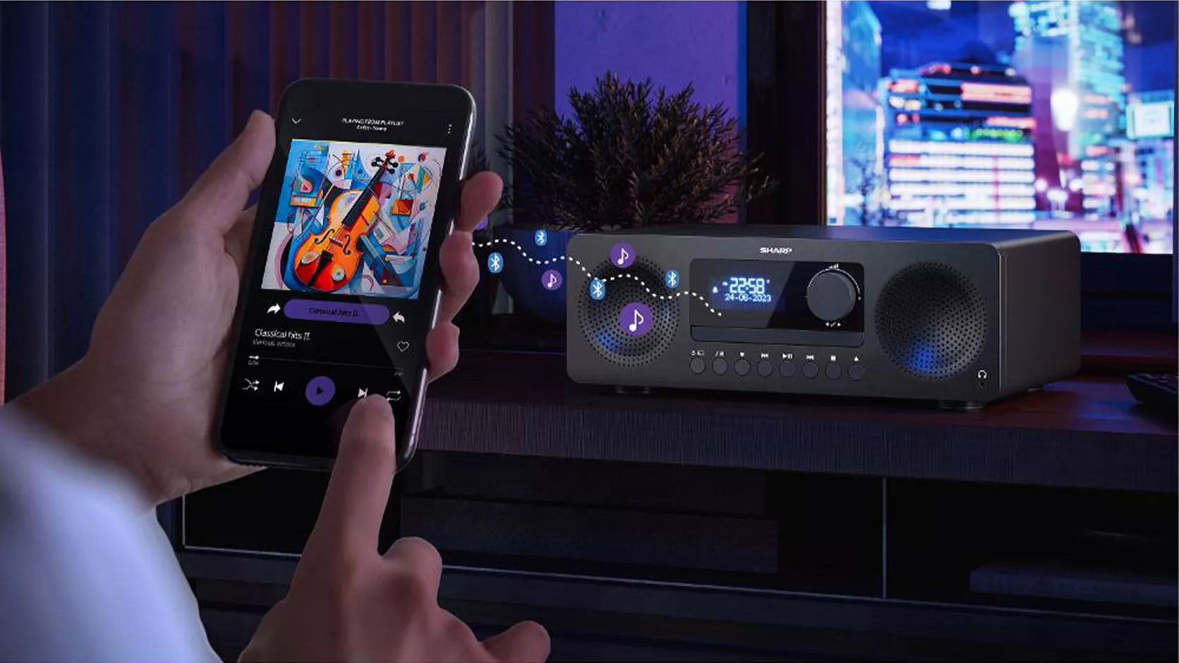 Hi-Fi syst&eacute;m All-In-One Sharp XL-B720DBK přehr&aacute;v&aacute;n&iacute; z telefonu_02