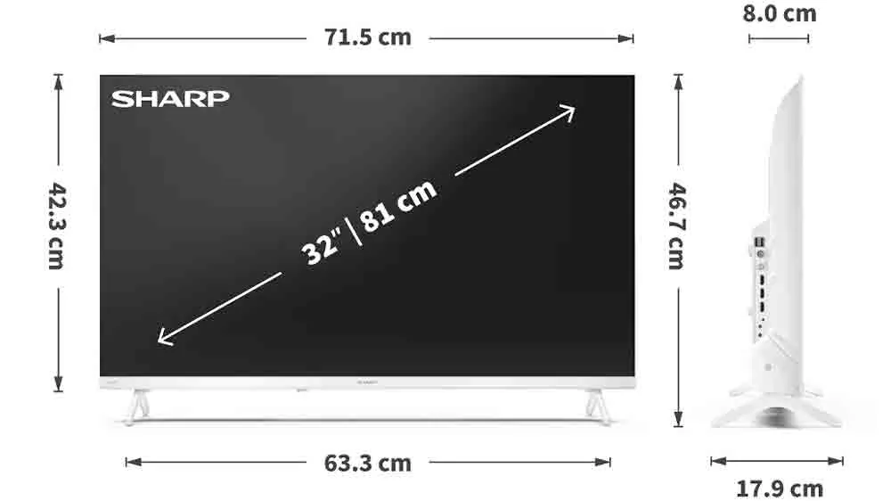LED televize Sharp 32HF2265EW s rozměry_04