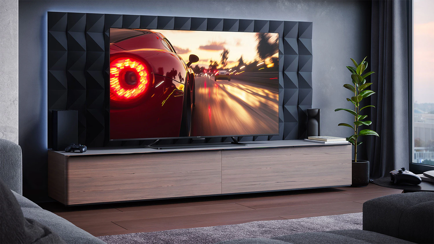QLED televize Sharp 65HR7265E v interiéru