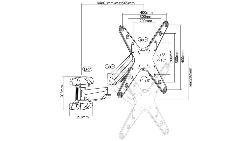 Plynový výsuvný držák na televizi Stell SHO 3620_03