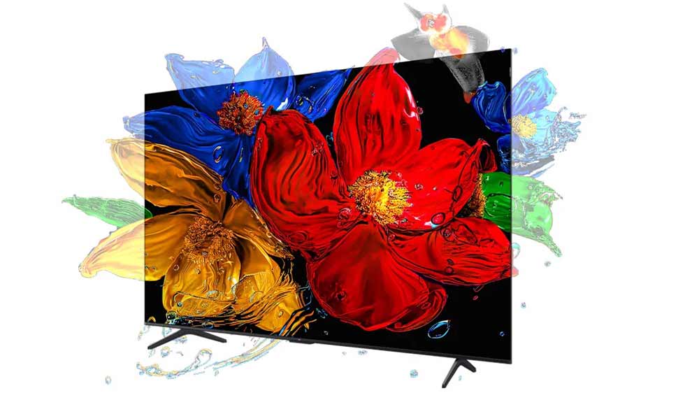 Barevné květiny ve vodě na televizi TCL 50P7K_02
