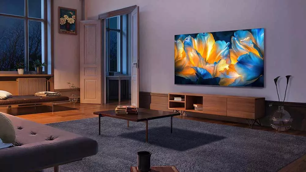 Televize TCL 55C69K přidělan&aacute; na zeď v ob&yacute;v&aacute;ku_07