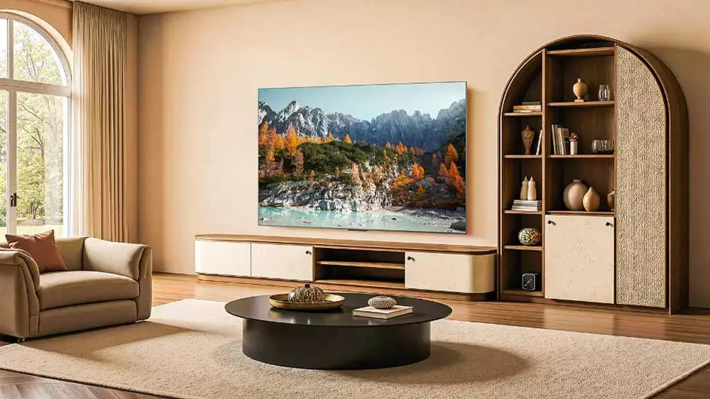 Telev&iacute;zor TCL 75C9K v interi&eacute;ri