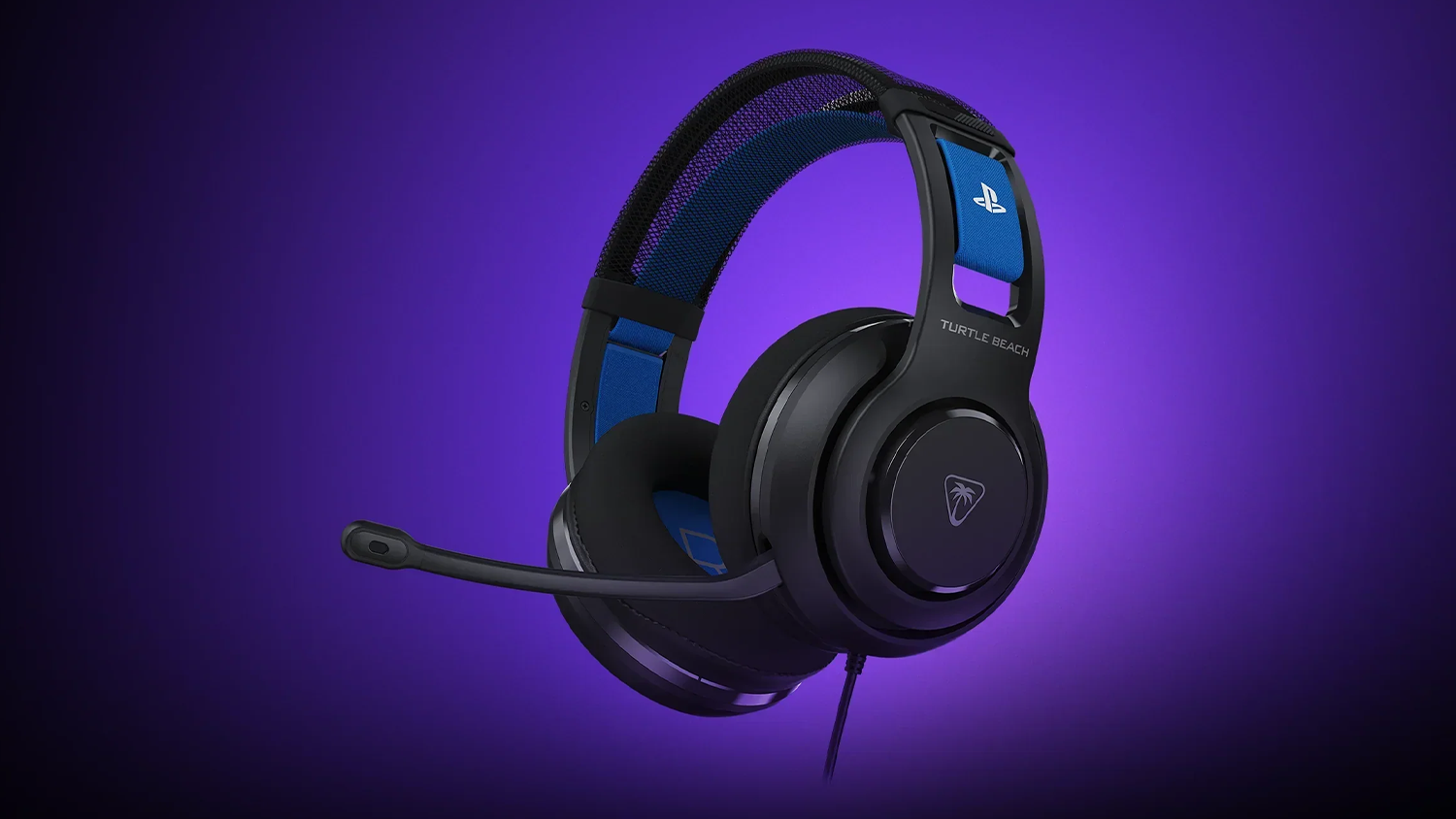 Fialov&eacute; pozad&iacute; se sluch&aacute;tky Turtle Beach