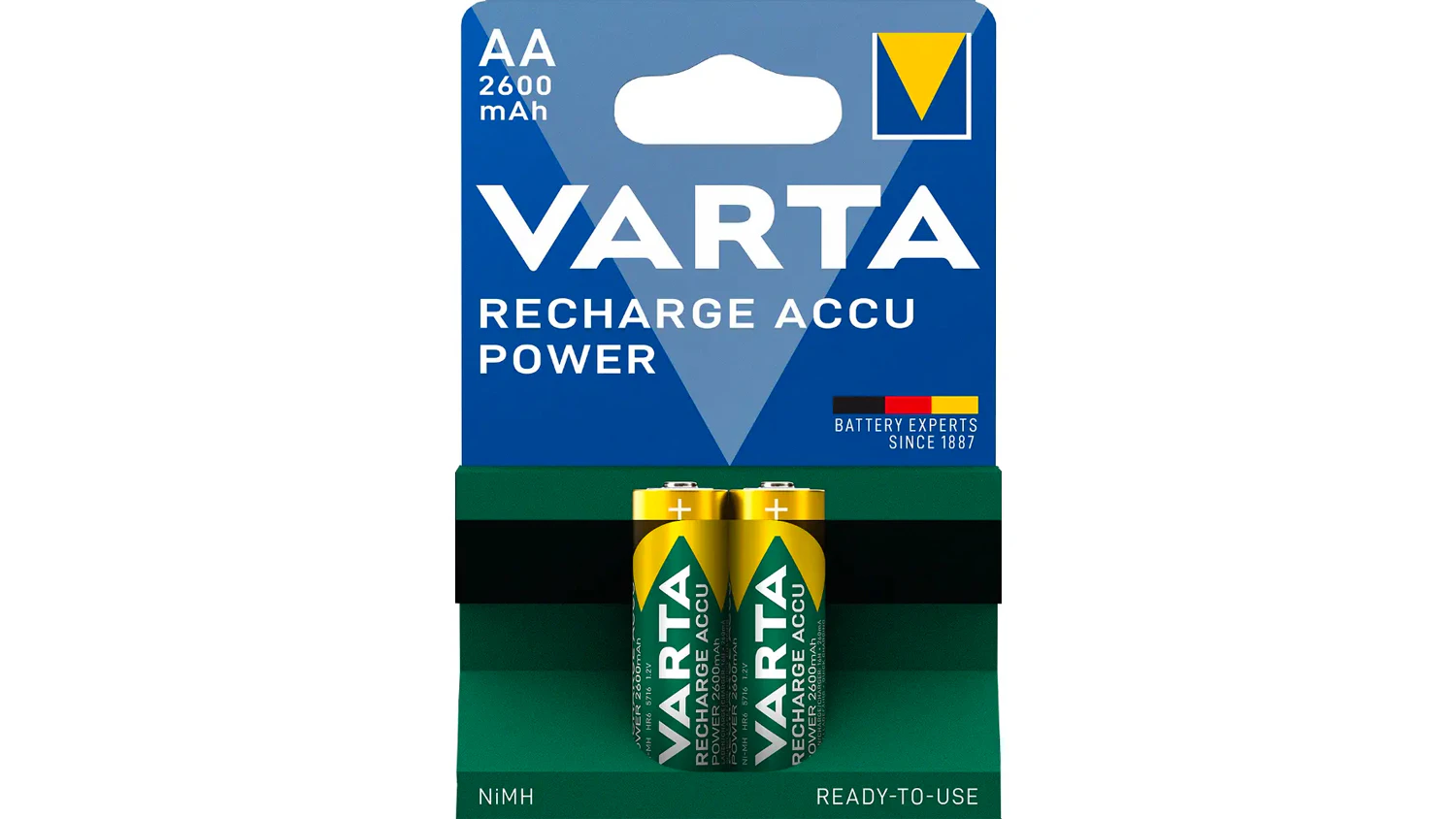 Tužkov&aacute; baterie AA VARTA Recharge Accu Power 05716 2 600 mAh v origin&aacute;ln&iacute;m balen&iacute; na b&iacute;l&eacute;m pozad&iacute;