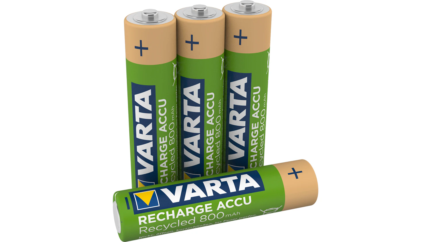 Detailní pohled na mikrotužkové AAA baterie VARTA Recharge Accu Power HR03 800 mAh