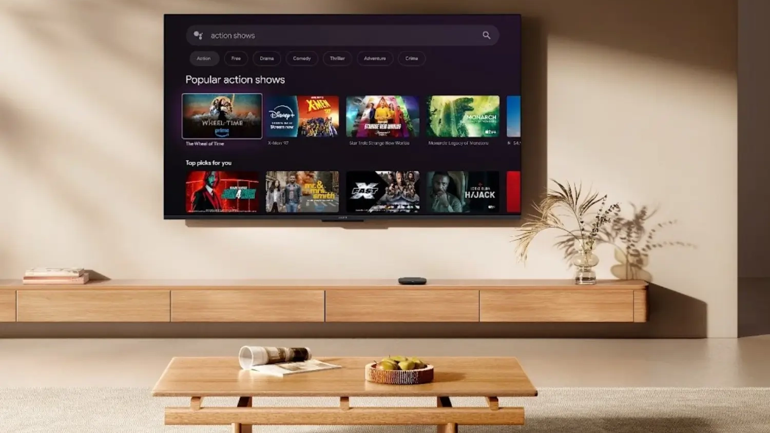 Obývacia izba s inteligentnou televíziou