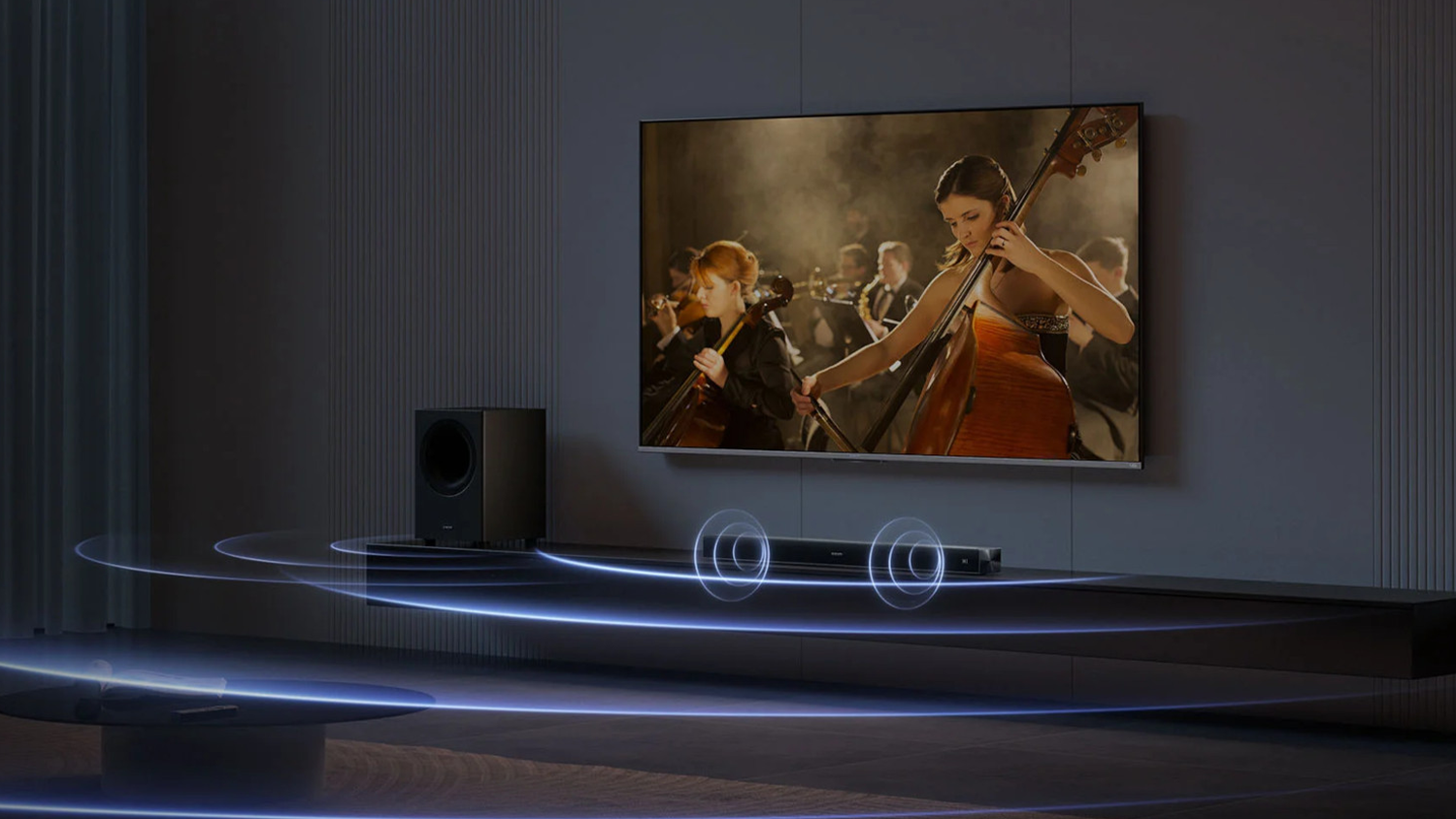 Vizualizace zvuku vych&aacute;zej&iacute;c&iacute;ho ze soundbaru Xiaomi Pro 2.1 ch
