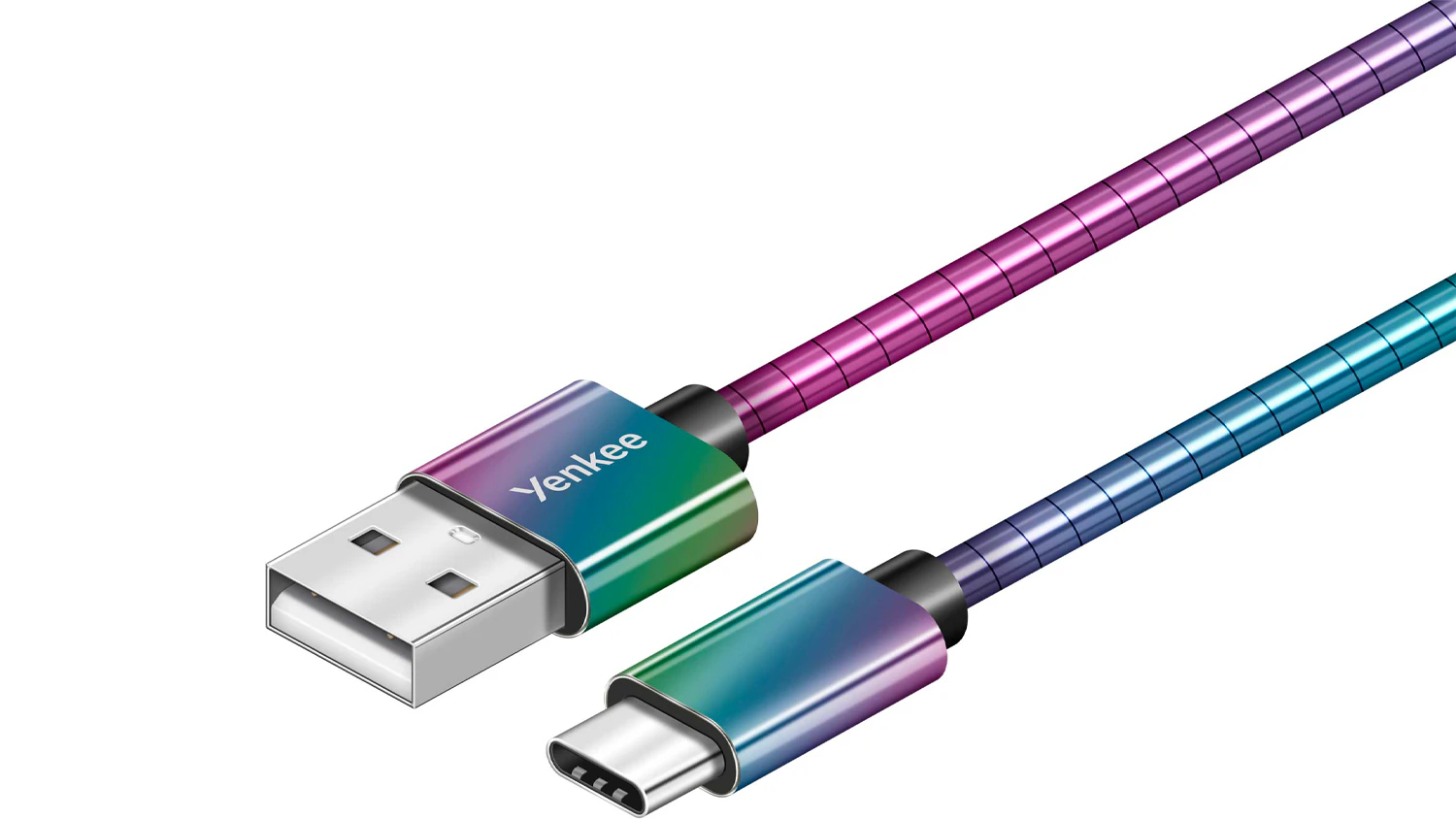 Synchronizačn&iacute; a nab&iacute;jec&iacute; kabel USB A &ndash; USB C Yenkee YCU 351 ocelov&yacute;