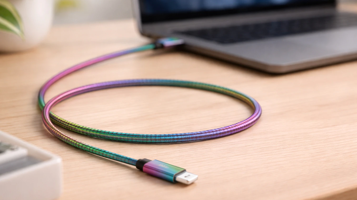 Lightning kabel Yenkee YCU 651 Steel odložený na stole