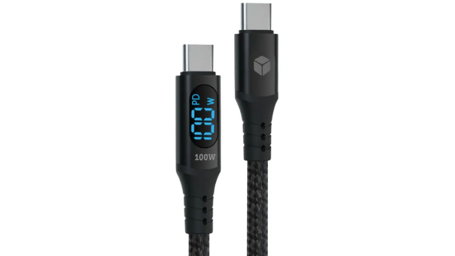 USB k&aacute;bel Mobilnet 2 x Type C 100W 1M LED Black.