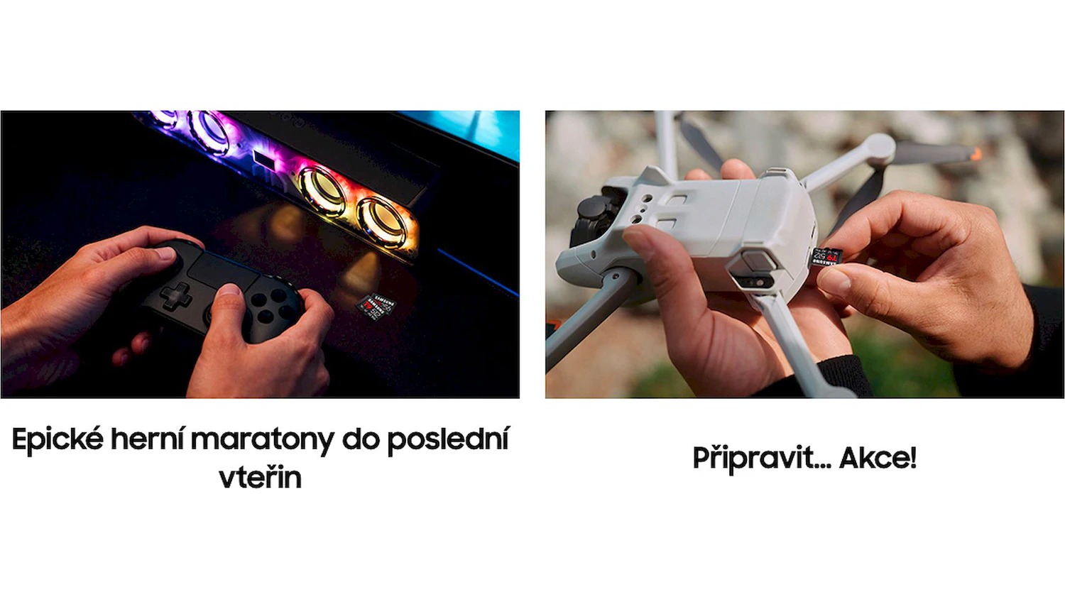 Paměťov&aacute; karta Samsung T9 u konzole a dronu