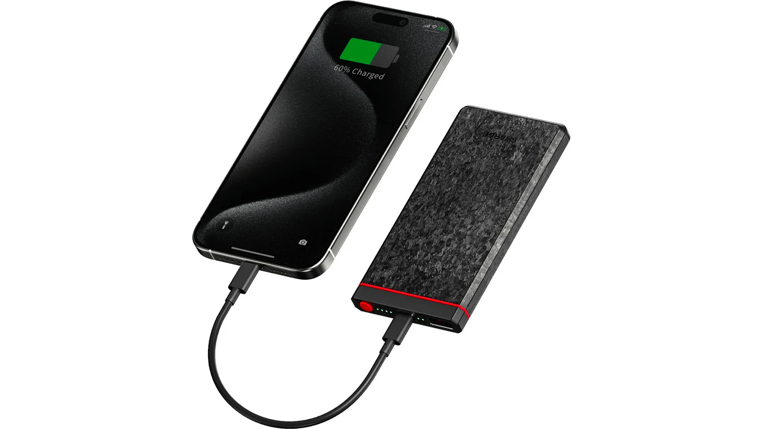 Telefon připojený k powerbance Sharge C1 CarbonBlade