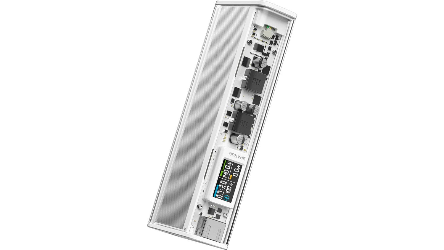 Powerbanka Sharge Shargeek 140W stř&iacute;brn&aacute; zepředu