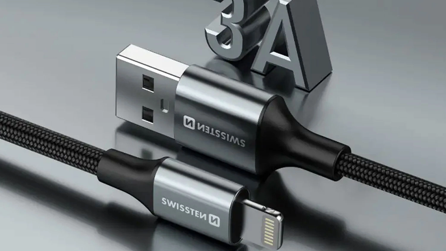 proud 3 A v kabelu Swissten 71523309 USB A/Lightning.