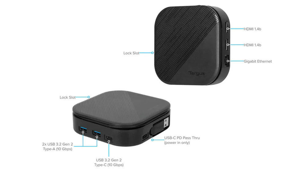 Porty dokovací stanice USB-C UNI DUAL HD Targus 80W PD_03