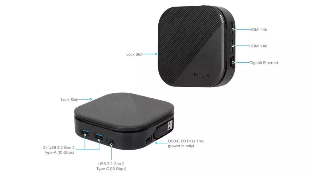 Porty dokovací stanice USB-C UNI DUAL HD Targus 80W PD_03