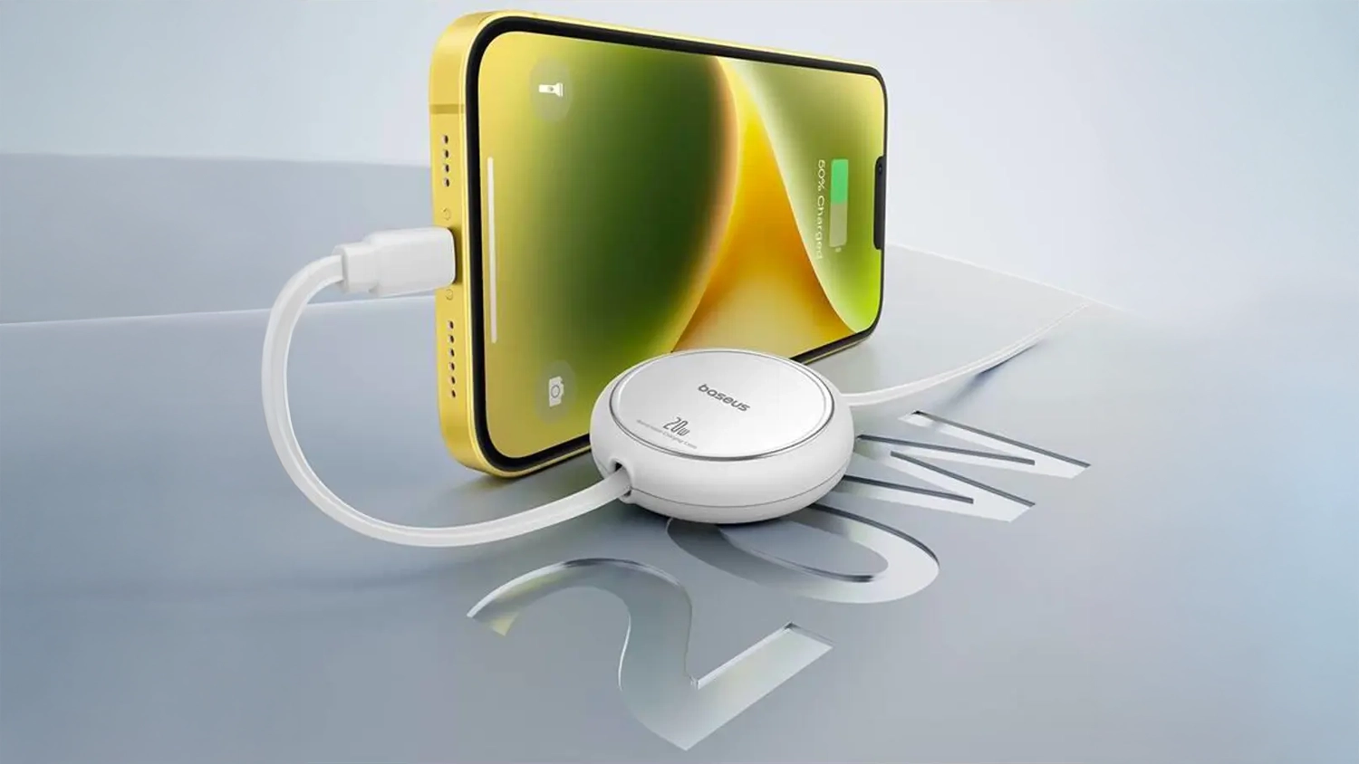 Vizualizace rychlého nabíjení kabelem Baseus USB-C/Lightn. 1m