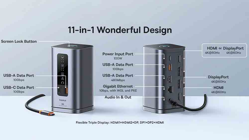 USB-C dokovacia stanica m k dispozcii množstvo portov v jednom zariaden.