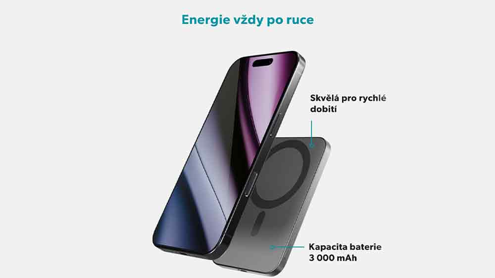 Bezdrátová powerbanka Epico UltraPack Slim 3 000 mAh Alu Mag+ a mobilní telefon_03