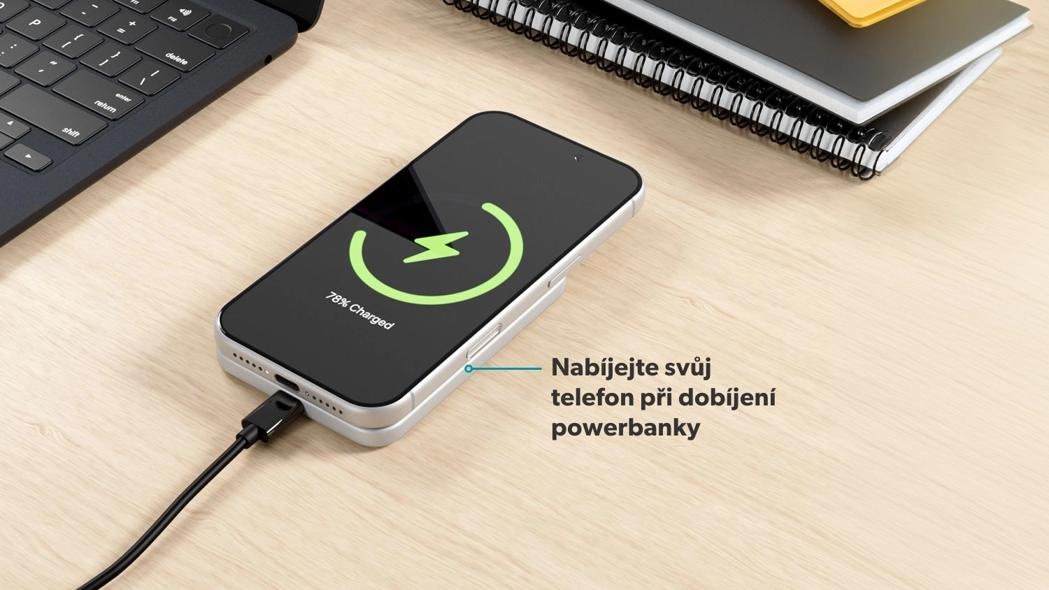 Ukázka průchozího nabíjení powerbanky Epico EM31b 3 000mAh