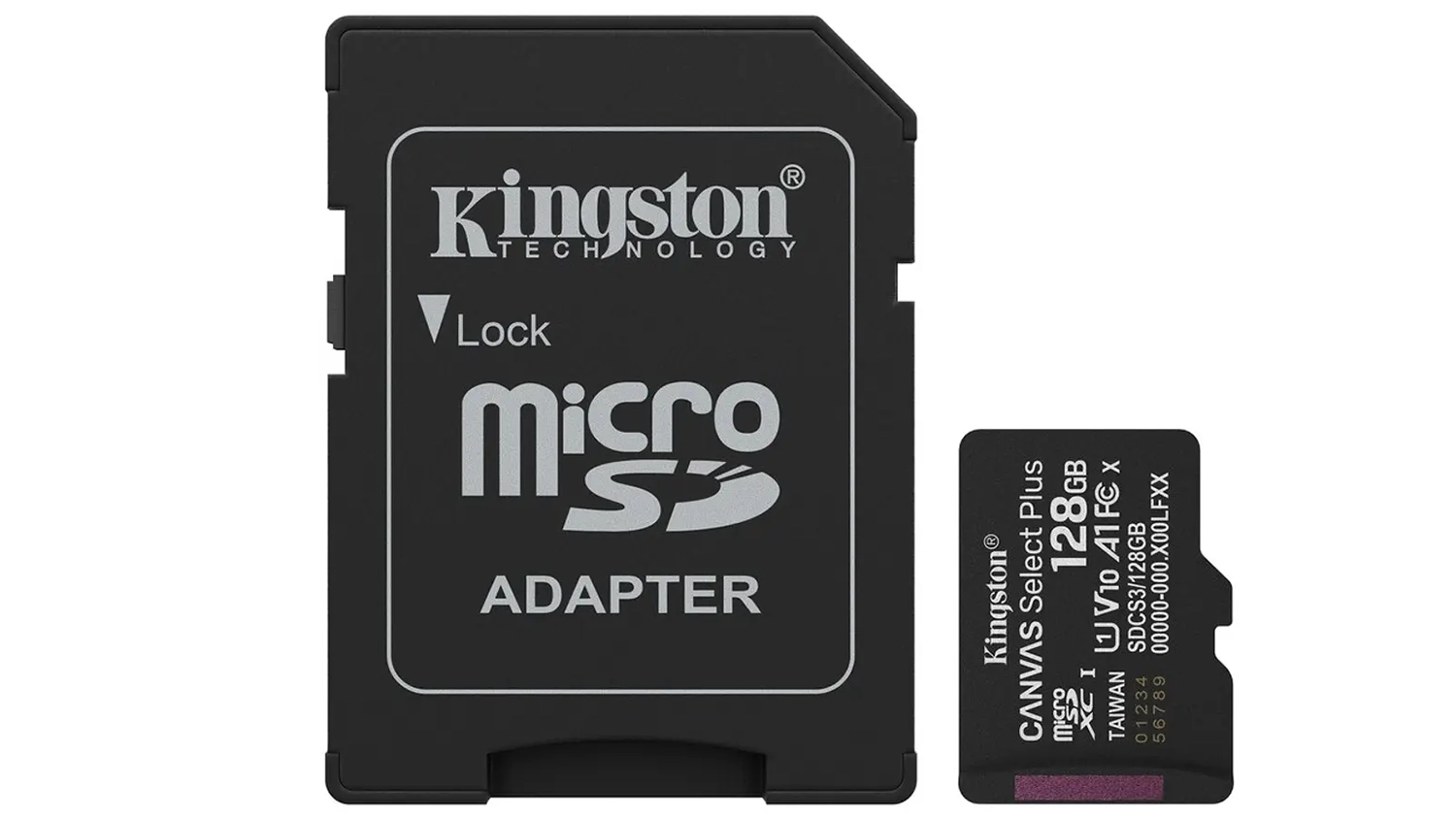 Paměťov&aacute; karta Kingston SDCS3/128 GB MicroSDXC UHS-I v2 čern&aacute; zepředu