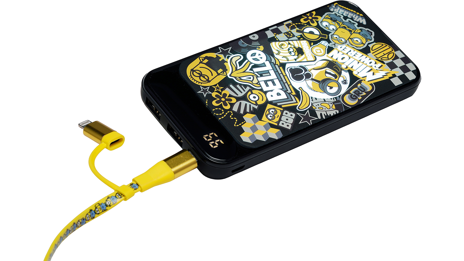 Powerbanka Lazerbuilt PBMN-10LI-MINIONS s pripojen&yacute;m k&aacute;blom