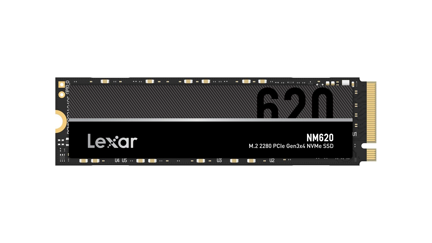 Intern&iacute; SSD Lexar NM620 LNM620X001T-RNNNG 1TB na b&iacute;l&eacute;m pozad&iacute; zobrazuj&iacute;c&iacute; celkov&yacute; design disku