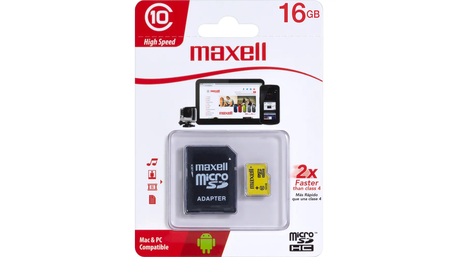 Paměťov&aacute; karta Maxell MicroSDHC 16GB CL10 + Adapt&eacute;r yellow