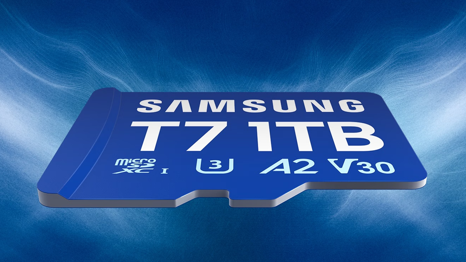 Paměťov&aacute; karta Samsung na modr&eacute;m pozad&iacute;