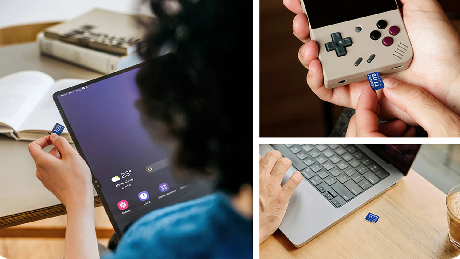 Paměťová karta Samsung T7 u různých zařízení
