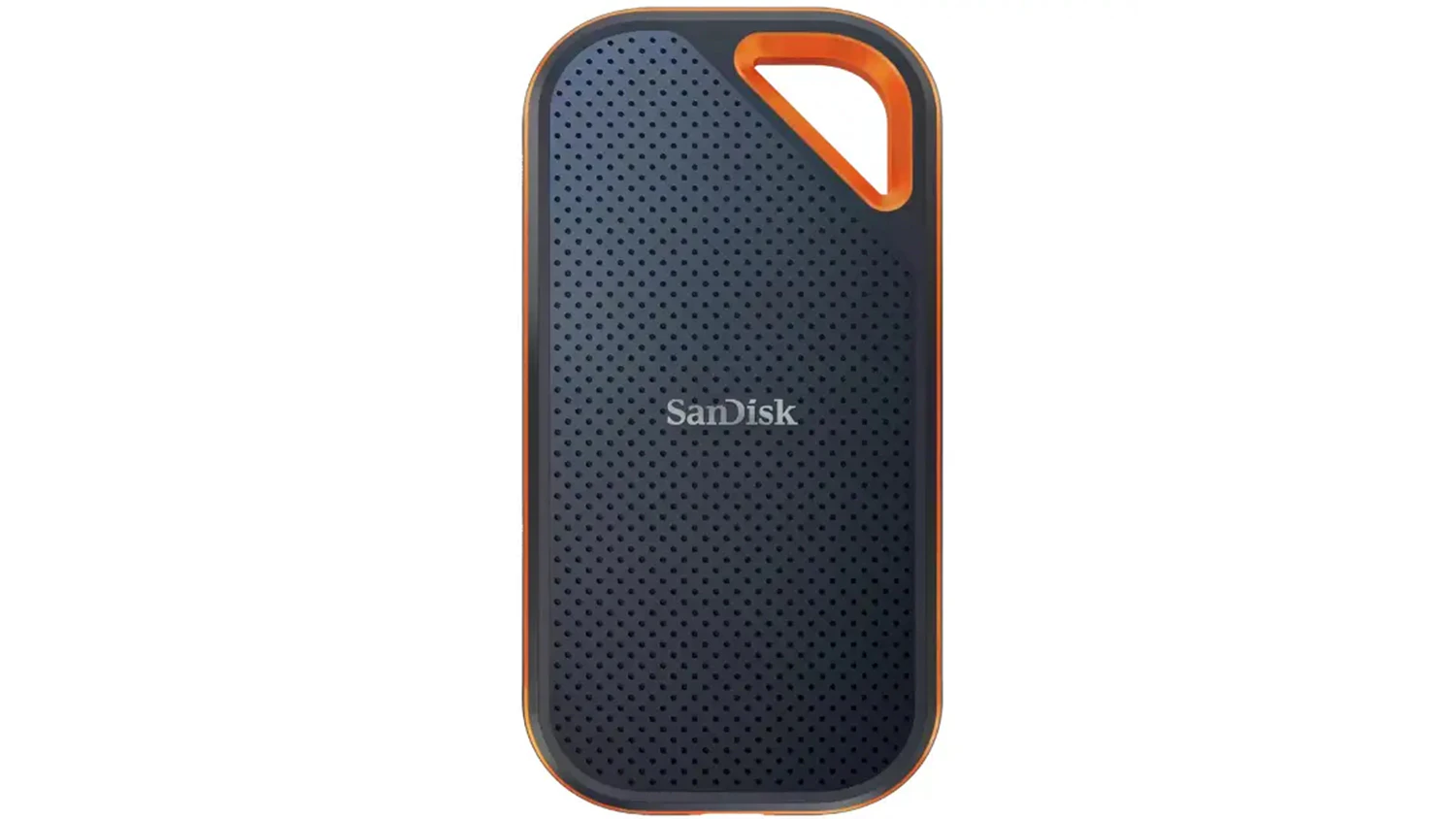 Přenosn&eacute; extern&iacute; SSD SanDisk Extreme PRO 1TB na b&iacute;l&eacute;m pozad&iacute; zobrazuj&iacute;c&iacute; kompaktn&iacute; design s robustn&iacute;m proveden&iacute;m