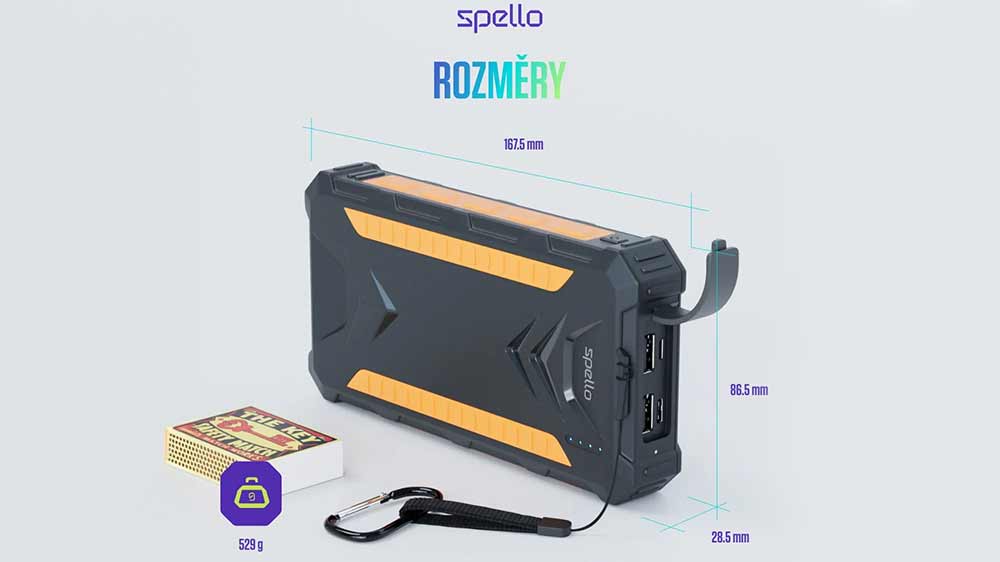 Rozměry sol&aacute;rn&iacute; powerbanky Spello_03