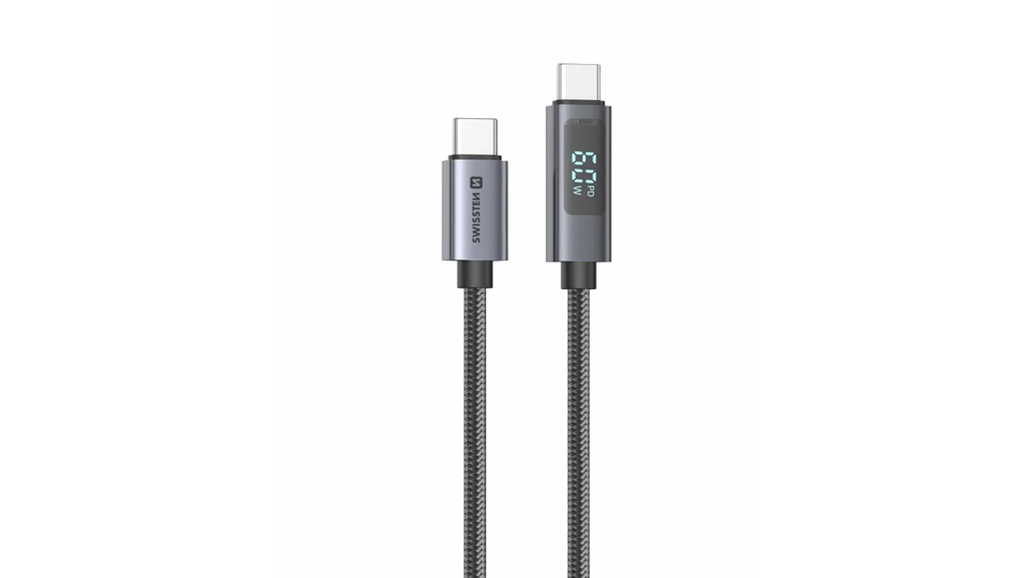 Oba konektory kábla SWISSTEN LCD USB-C / USB-C s displejom