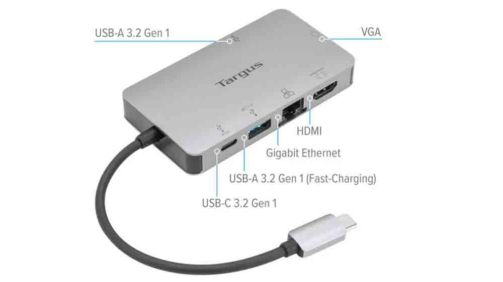 Dokovací stanice USB-C 4K HDMI/VGA Targus 100W PD, porty_03