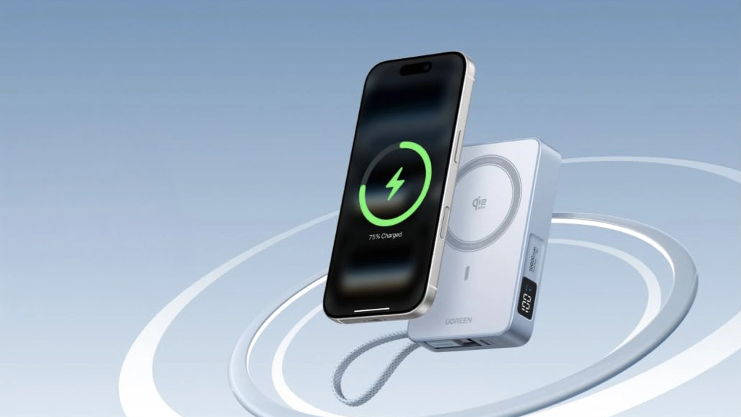 Telefon nad powerbankou Ugreen Magflow MagSafe/Qi2