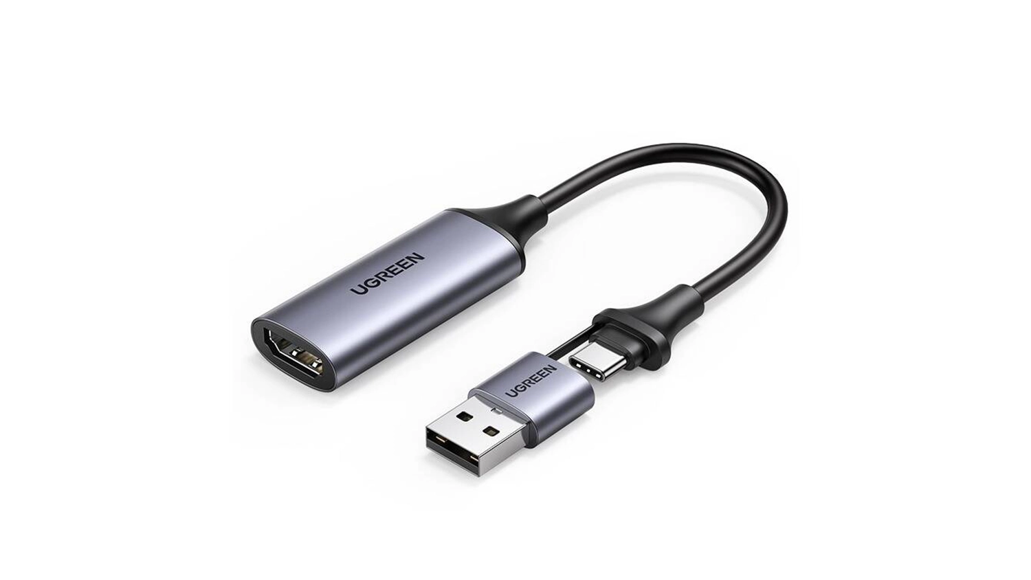 Redukce UGREEN z HDMI na USB-A/USB-C horní pohled