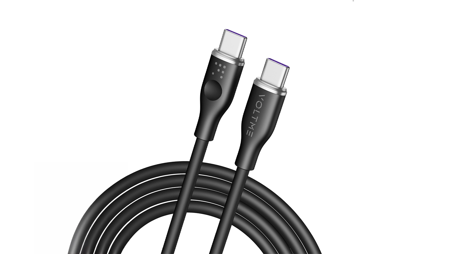 Kabel VOLTME Powerlink Moss Series CTC 5A/100W 1,8 m čern&yacute; na b&iacute;l&eacute;m pozad&iacute; zobrazuj&iacute;c&iacute; kompletn&iacute; design produktu