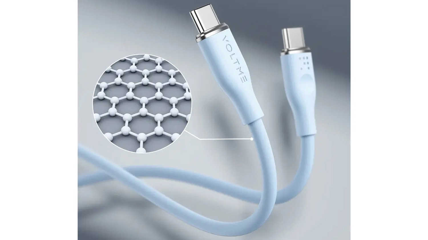 Kabel VOLTME Powerlink Moss Series 100 W 1,8 m modrý ukazující odolnost materiálu