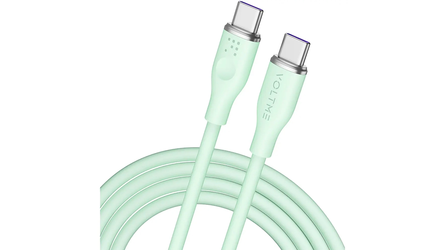 USB-C kabel Voltme Powerlink Moss Series C2039 Green na b&iacute;l&eacute;m pozad&iacute; zobrazuj&iacute;c&iacute; celkov&yacute; design